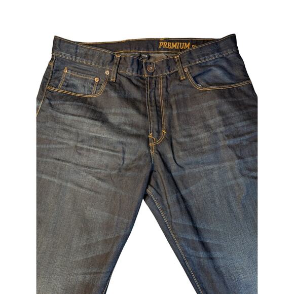 Gap 1969 Jeans Mens 36X32 Blue Dark Wash Cotton Premium Straight Fit Denim - Picture 1 of 9